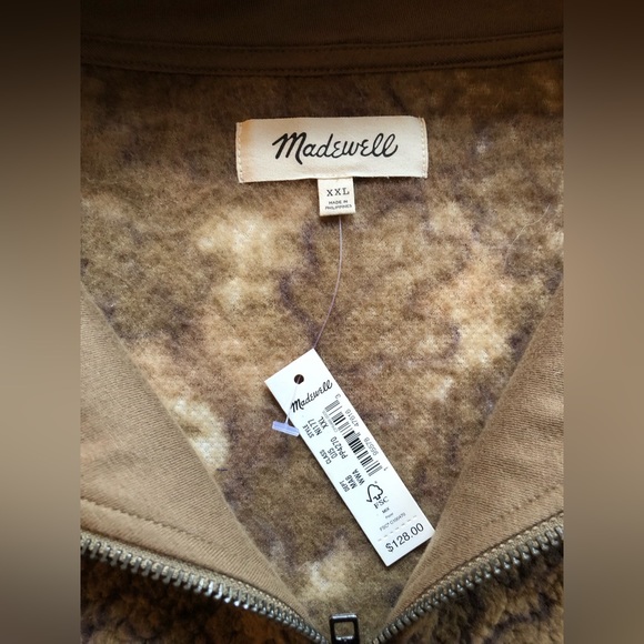 Madewell Men’s XXL Half-Zip Mock Neck Teddy Sweatshirt in Leaf Camo NWT - Picture 2 of 2